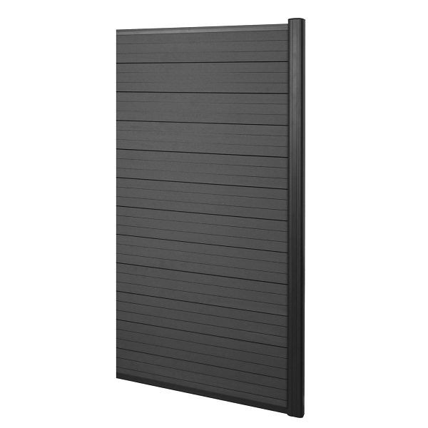 Mendler WPC-Sichtschutz Sarthe, Windschutz Zaun, Alu-Pfosten, Erweiterungselement schmal, 0,95m anthrazit, 65034+65035