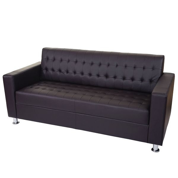 Mendler 3er Sofa Kunda, Couch Loungesofa, Kunstleder, Metall-Füße, coffee, 51652+51653+51654