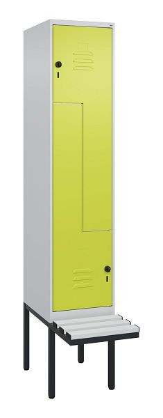 C+P Z-Spind Classic PLUS, Bank, 2 Abteile, 2120x400x815mm, 7035/0024, Drehriegel, 0800437-122 S10040