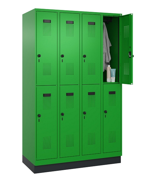 C+P Doppelstöckiger Spind Evolo PLUS, mit Sockel, 8 Fächer, 1950x1200x500mm, 603, Drehriegel, 049320-40 S10026