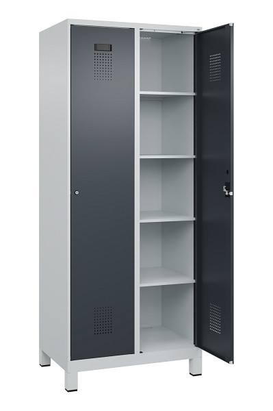 C+P Wäsche-Spind Evolo PLUS, mit Füßen, 2 Abteile, 1950x800x500mm, 7035/7016, Verschluss Zylinderschloss, Ablageböden 8, 049010-22B S10039