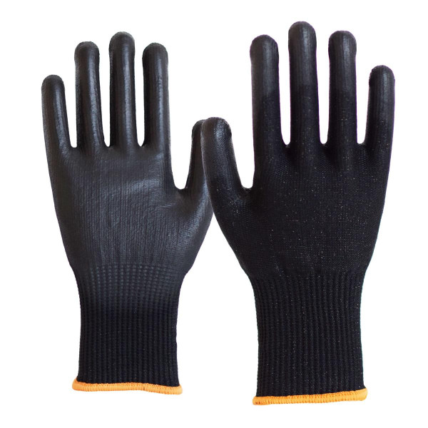 NITRAS CUT F, Schnittschutzhandschuhe, schwarz, PU-Beschichtung, teilbeschichtet auf Innenhand und Fingerkuppen, schwarz, Größe: 12, VE: 100 Paar, 6806-12