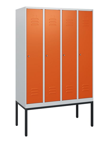 C+P Umkleidespind Classic PLUS, Gestell, 4 Abteile, 1950x1200x500mm, 7035/2004, Zylinderschlösser, 0800305-40 S10031