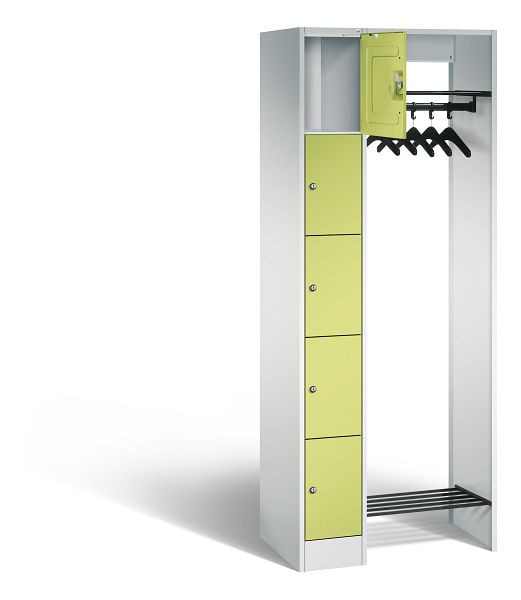 C+P Offene Garderobe Serie 8070, H1950xB740xT480mm, Farbe: Lichtgrau / Viridingrün, 80700-00 S10087