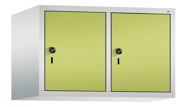C+P Aufsatz-Garderobenschrank Evolo, 2 Abteile, H500xB810xT500 mm, Lichtgrau/Viridingrün, 48090-22 S10049