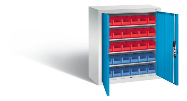 C+P Magazinschrank Serie 13, H830xB700xT300mm, Farbe: Lichtgrau / Lichtblau, Muldengriff, 134013-23 S10026