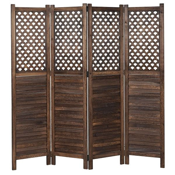 Mendler Paravent HWC-A84, Raumteiler Trennwand Sichtschutz, Ornamente 170x161cm, braun, 59915