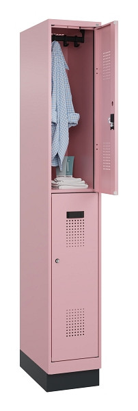 C+P Doppelstöckiger Spind Evolo PLUS, mit Sockel, 2 Fächer, 1950x300x500mm, 3015, Zylinderschloss, 049320-10 S10051