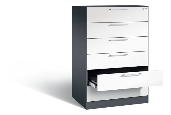 C+P Karteischrank Asisto, H1310xB800xT600mm, Farbe: Schwarzgrau / Verkehrsweiß, Bügelgriff, 146223-623 S10283