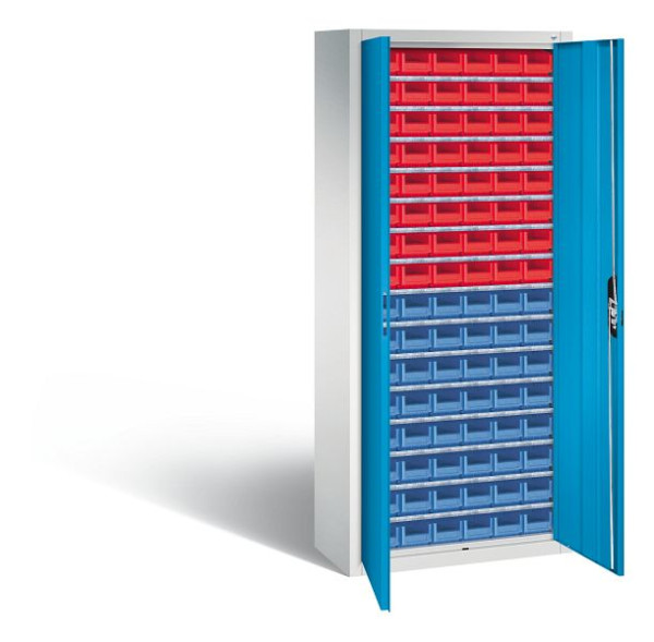 C+P Magazinschrank Serie 13, H1690xB700xT300mm, Farbe: Lichtgrau / Lichtblau, Muldengriff, 133413-29 S10043