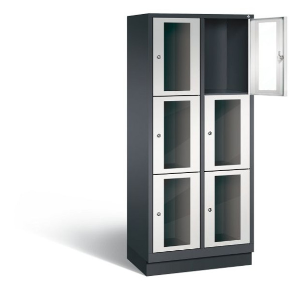 C+P Schließfachschrank Classic, H1800xB810xT500mm, Farbe: Schwarzgrau / Lichtgrau, 8020A223 S10015