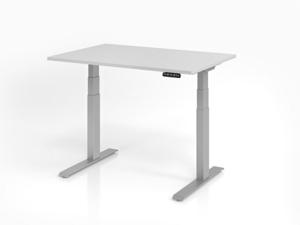 Hammerbacher Schreibtisch XDKB12, 120 x 80 cm, Platte: Grau, 25 mm dick, ABS-Dickkante, Rechteckform, VXDKB12/5/S
