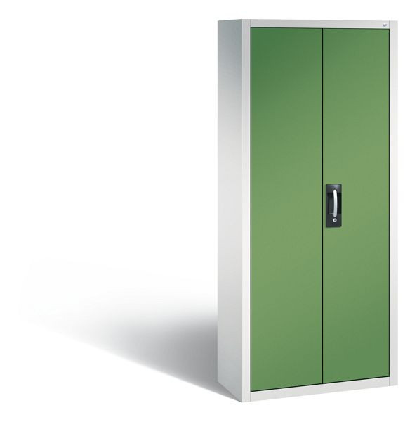 C+P Magazinschrank Serie 13, H1690xB700xT300mm, Farbe: Lichtgrau / Resedagrün, Muldengriff, 133413-28 S10017