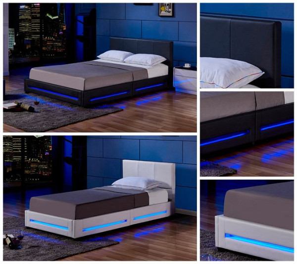 HOME DELUXE LED Bett ASTEROID - weiß, 140 x 200 cm, 16094-29643