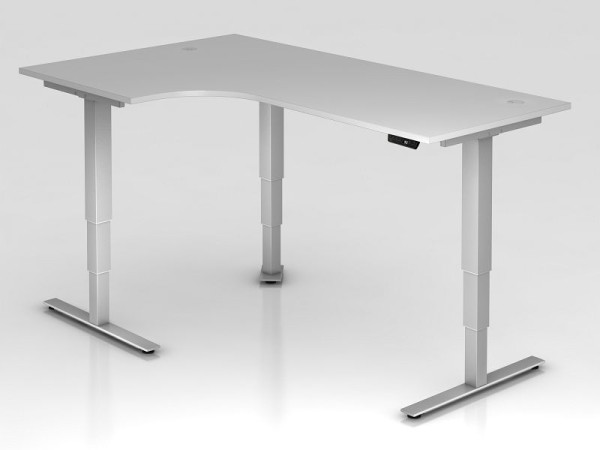 Hammerbacher Sitz-Steh-Winkeltisch elektrisch 200x120cm 90° Grau, Winkelform 90°, links oder rechts montierbar, VXDSM82/5/S