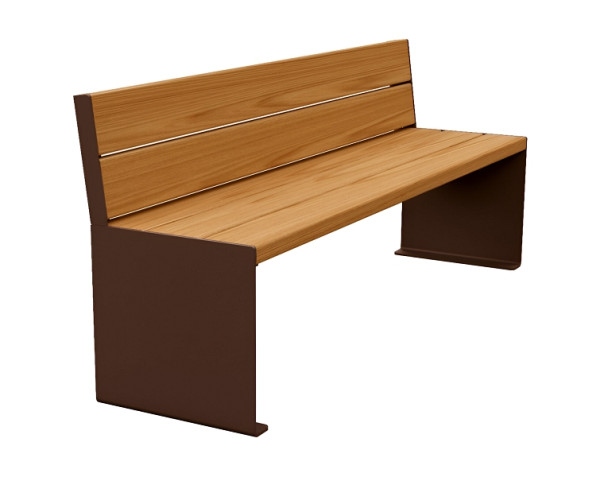 Procity Sitzbank Kube, 1800 mm, Mit Rückenlehne Stahl & Holz Ohne Armlehnen, helle Eiche/RAL 8017, 306384.8017.CHEC