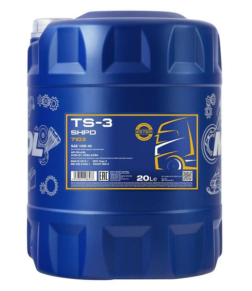 MANNOL Mehrbereichsmineralöl 7103 TS-3 SHPD 10W-40 mineral, VE: 20 l, MN7103-20