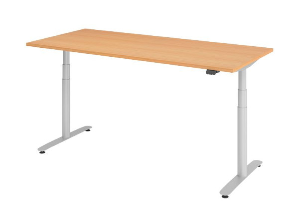 Hammerbacher Sitz-Steh-Schreibtisch elektrisch 180x80cm Buche/Silber, VXDLR19/6/S