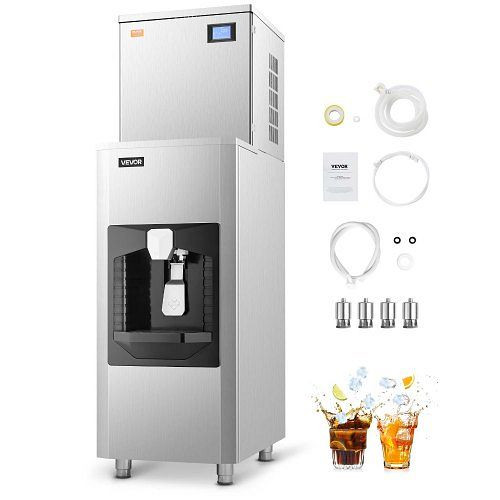 VEVOR gewerblicher Eisbereiter 163 kg/Tag, 80 kg Vorratsbehälter, 9 kg/Min., selbstreinigend, Touchscreen für Bar/Restaurant, ZHSKU00000000000144
