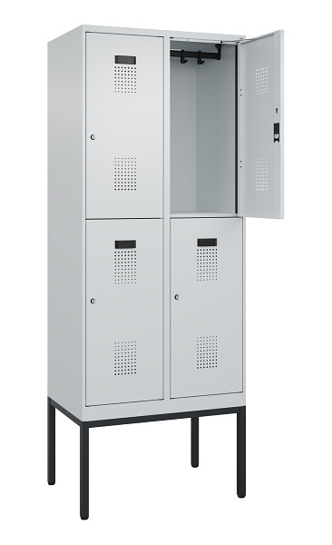 C+P Doppelstock-Spind Evolo PLUS, Gestell, 4 Fächer, 2120x800x500mm, 7035/7035, Zylinderschloss, 0493307-22 S10040