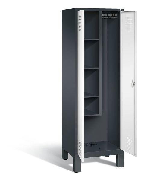 C+P Putzmittel-Spind Evolo, H1850xB610xT500mm, Farbe: Schwarzgrau / Verkehrsweiß, 48110-00 S10088