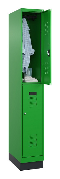 C+P Doppelstöckiger Spind Evolo PLUS, mit Sockel, 2 Fächer, 1950x300x500mm, 6037, Zylinderschloss, 049320-10 S10053
