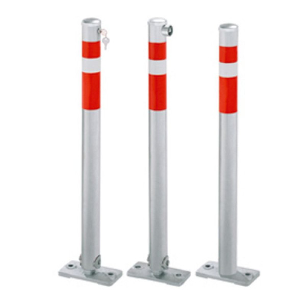 Stein HGS Absperrpfosten -Steel Line-, Umlegbar, mit Sicherheitsschloss, gleichschließend, Schließung oben, inkl. 2 Schlüssel, mit 2 Ösen (180°), 14198-02