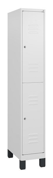 C+P Doppelstöckiger Spind Classic PLUS, Füße, 1800x300x500mm, 9016/9016, Zylinderschlösser, 0803107-10 S10029