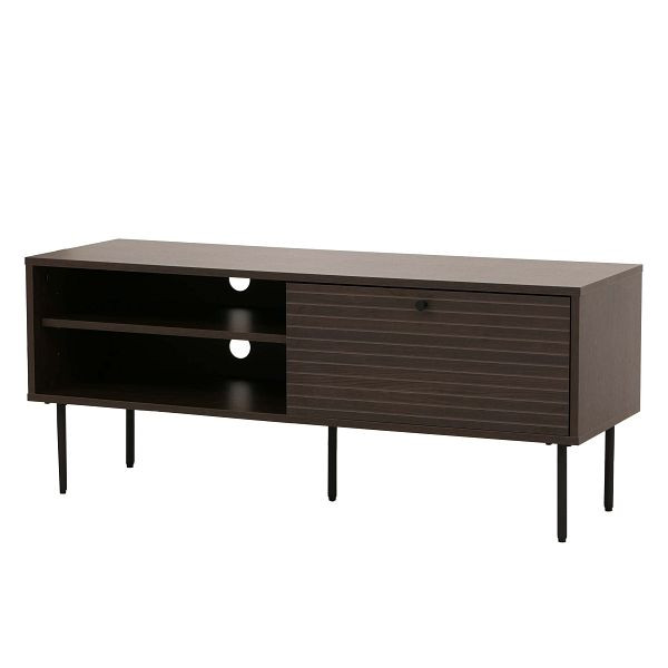 Mendler TV-Rack HWC-N78, Lowboard TV-Schrank, skandinavischer Stil Metall Holz Melamin MVG 50x120x40cm, dunkelbraun, 109276