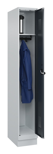 C+P Spind Evolo PLUS, mit Sockel, 1 Abteil, 1950x300x500mm, 7035/7016, Verschluss Drehriegel, Ablageböden 1, 049020-10 S10012