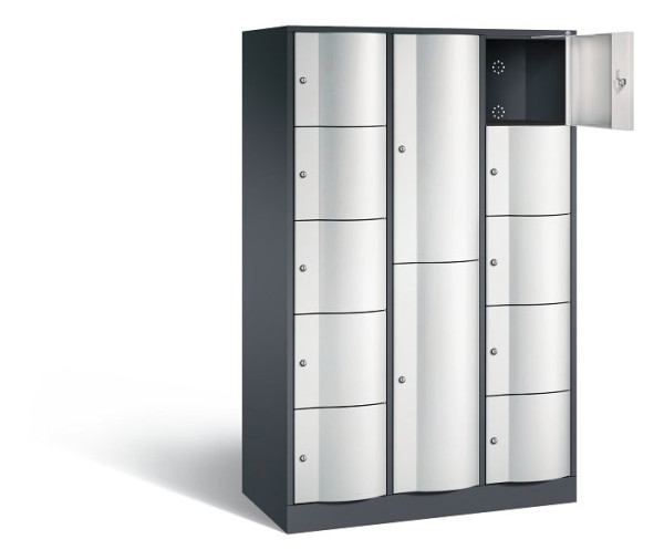 C+P Kombi-Schließfachschrank Resisto, H1950xB1148xT540mm, Farbe: Schwarzgrau / Lichtgrau, 8070-3721 S10012