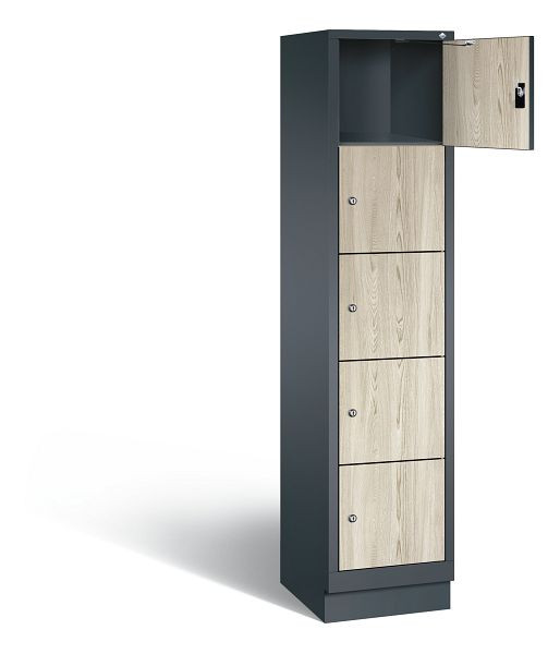 C+P Schließfachschrank Evolo, H1800xB420xT500mm, Farbe: Anthrazitgrau / Dekor Sen-Esche, 48020-125 S10148