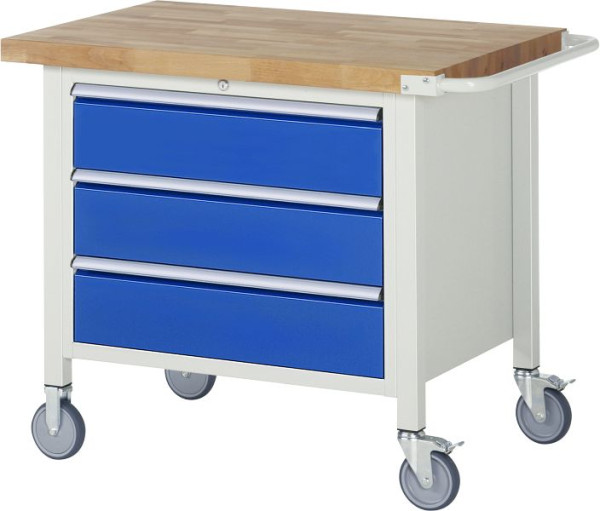 RAU Fahrbare Werkbank 8000 - Modell 8257, B1000 x T700 x H880-1080 mm, Unterbau-Container, B770 x T650 x H620 mm, 05-8257A2-107B4H.11