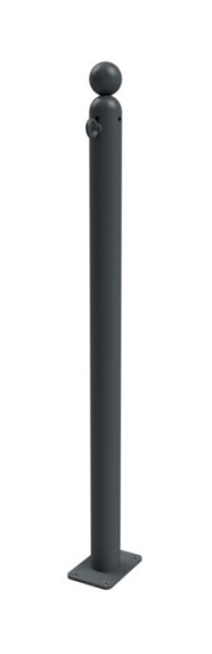 Schake Absperrstilpfosten Typ 466PB -ortsfest-, zum Aufdübeln, Ø 60mm, mit Kugelkopf, beschichtet RAL 7016, mit 1 Öse, 466PB+1