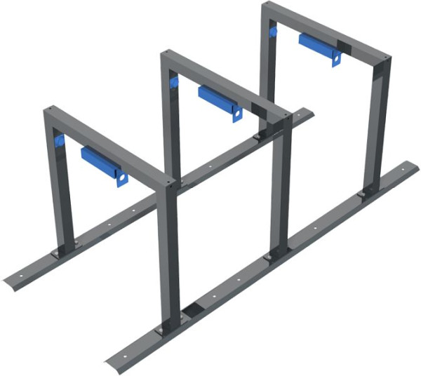 Schake 3er Reihenanlage Fahrradständer als Reihenanlage mit Schienensystem für Anlehnbügel, mit 3 verschließbaren Ladeboxen, 424_30BEL