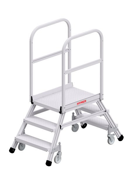 HYMER Podesttreppe R13 fahrbar, beidseitig begehbar, 2x3 Stufen, 638903