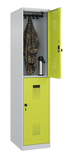 C+P Doppelstöckiger Spind Evolo PLUS, 2 Fächer, 1850x400x500mm, 7035/0024, Drehriegel, 049300-12 S10015