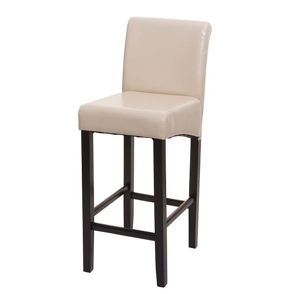 Mendler Barhocker HWC-C33, Barstuhl Tresenhocker, Holz, creme, dunkle Beine, Kunstleder, 74527
