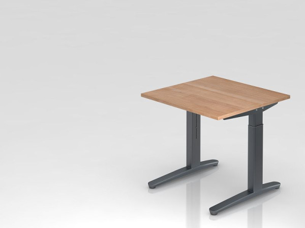 Hammerbacher Schreibtisch C-Fuß 80x80cm Nussbaum/Graphit, Rechteckform, VXB08/N/GG