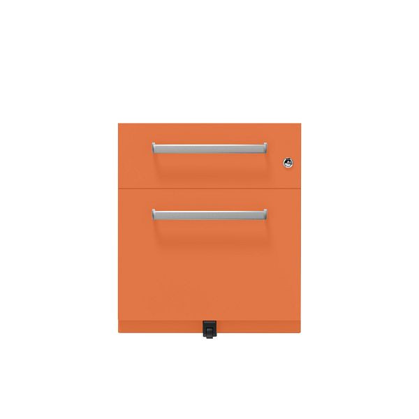 Bisley Rollcontainer Note™, 2 Schubladen, Tiefe 565 mm, Designgriff, 603 orange, NWH59M7SF603