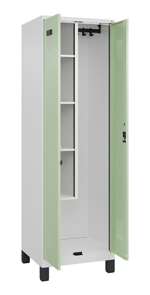C+P Putzmittel-Spind Evolo PLUS, mit Füßen, 2 Abteile, 1950x600x500mm, 9016/601, Zylinderschloss, 049110-00 S10046