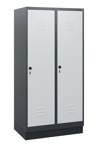 C+P Umkleidespind Classic PLUS, Sockel, 2 Abteile, 1630x800x500mm, 7016/7035, Drehriegel, 0800205-22 S10013