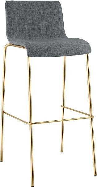 CLP Barhocker Hoover Stoff 4-Fuß Gold, hellgrau, 327064