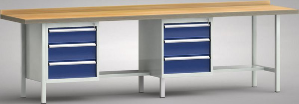 KLW Profi-Werkbank - 3000 x 700 x 845 mm L x T x H, je Arbeitsplatz links 150EA/2x175EA, WP368N-3000M45-E1631