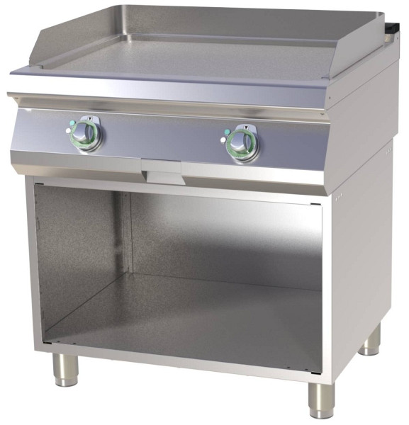 A&S Gastro Elektro-Grillplatte mit offenem Unterbau glatt mit 2 Heizzonen, FTH-C-780E