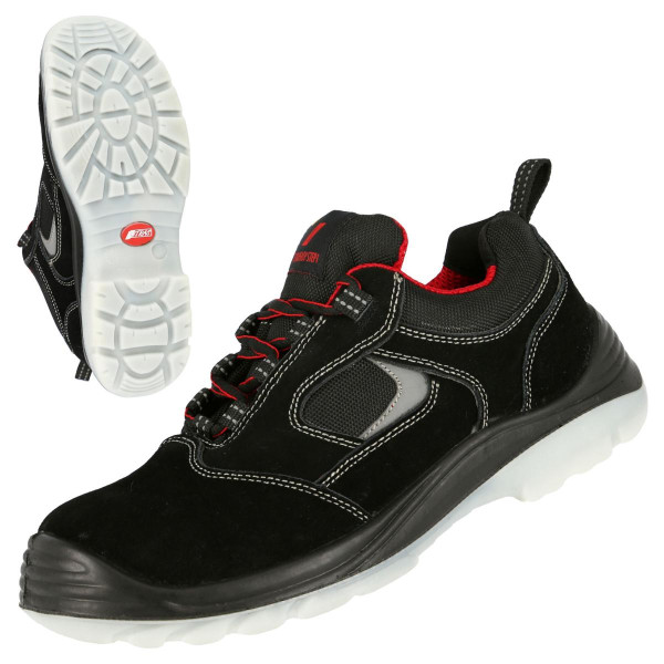 NITRAS EASY STEP, S1P Sicherheitshalbschuhe, widerstandsfähiges Veloursleder, schwarz, Größe: 50, VE: 10 Paar, 7310-50