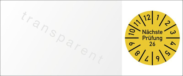 Moedel Kabelprüfplakette Nächste Prüfung 2026, Folie, 60x25 mm, VE: 10 Stück/Bogen, 105489