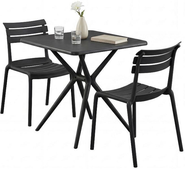 CLP Gartenmöbel-Set Vela mit 2 Stühlen, schwarz, 328033