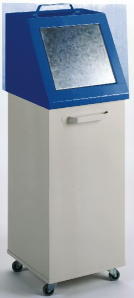 KLW Wertstoffbehälter, 1255 x 420 x 420 mm, aus Stahlblech, fahrbar, mit Deckel, 16/WB120-F
