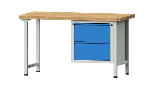 ANKE Werkbänke Kombiwerkbank, Modell 711 E, 1500 x 700 x 850 mm, RAL 7035/5012, BMP 50 mm, 510.541